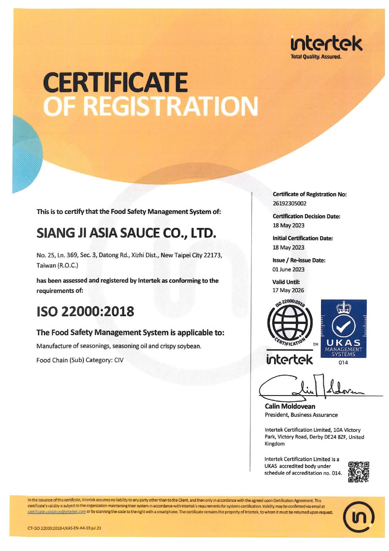 ISO 22000:2018 - Siang Ji