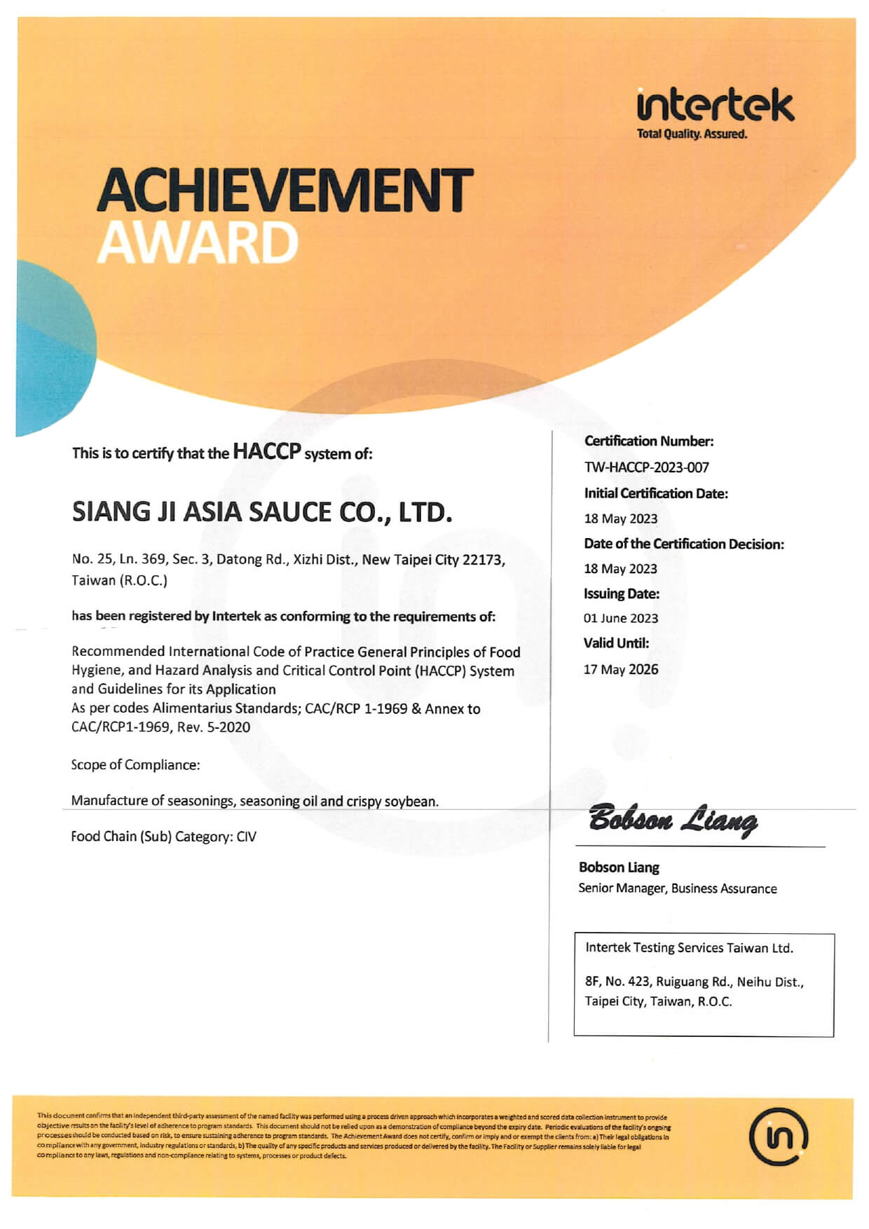 HACCP - Siang Ji